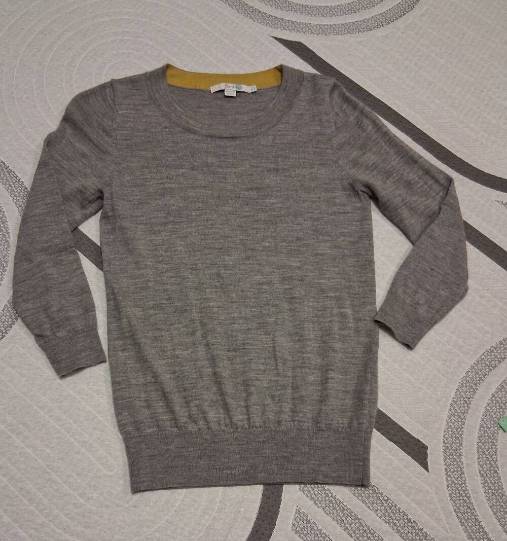 Boden womens small merino wool gray sweater crewneck lightweight